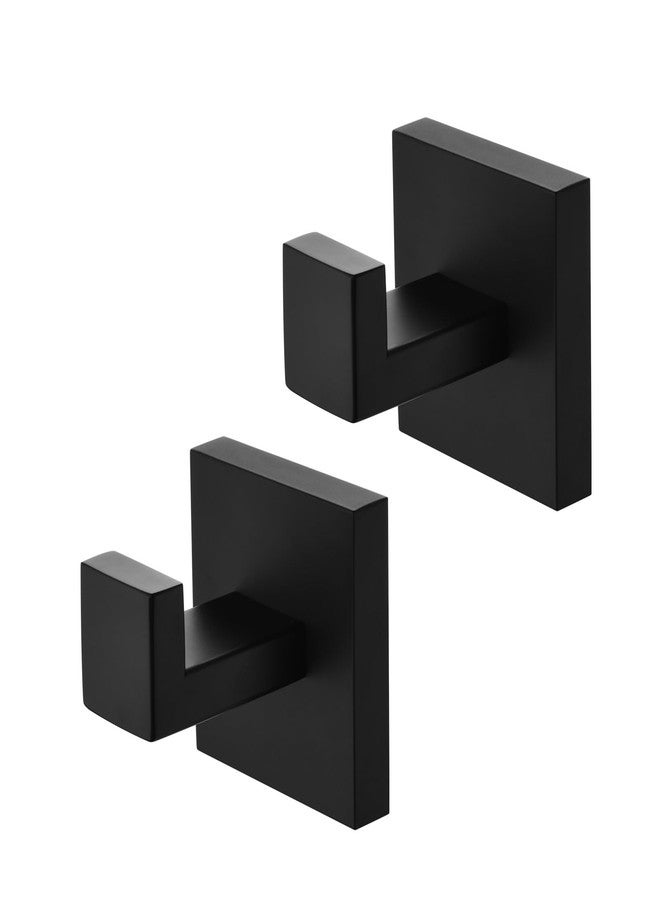 Durafe 2 Pack Towel Hooks SUS 304 Stainless Steel Bathroom Towel Holder Robe Hook Matte Black - Image 1